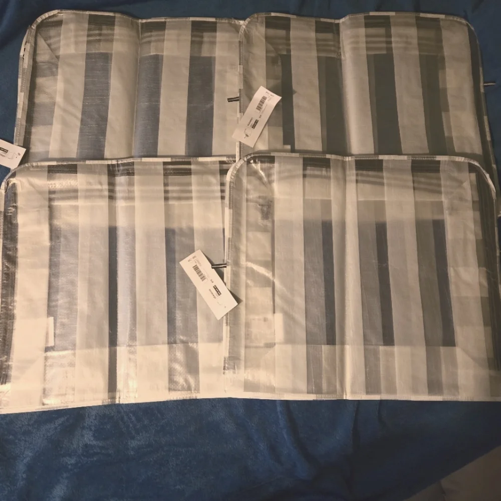 GÖRSNYGG Storage Cases Set of 4 - White with Black Stripes
